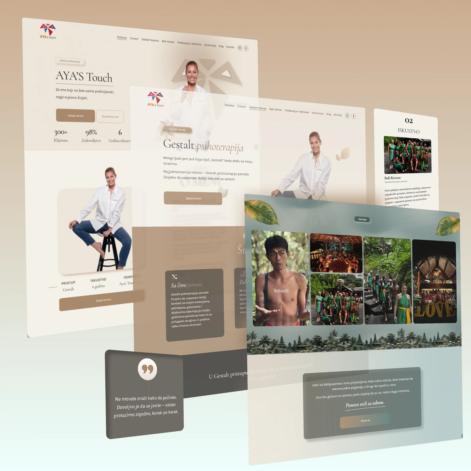 Website we built for AYA's Touch, gestalt psychotherapy