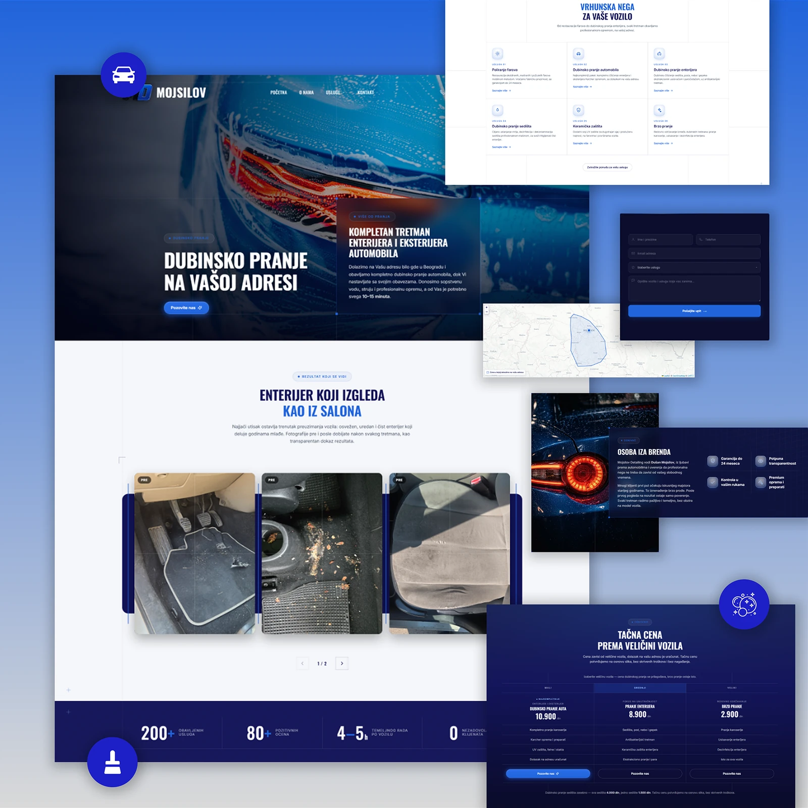 Website we built for Mojsilov, mobile car detailing