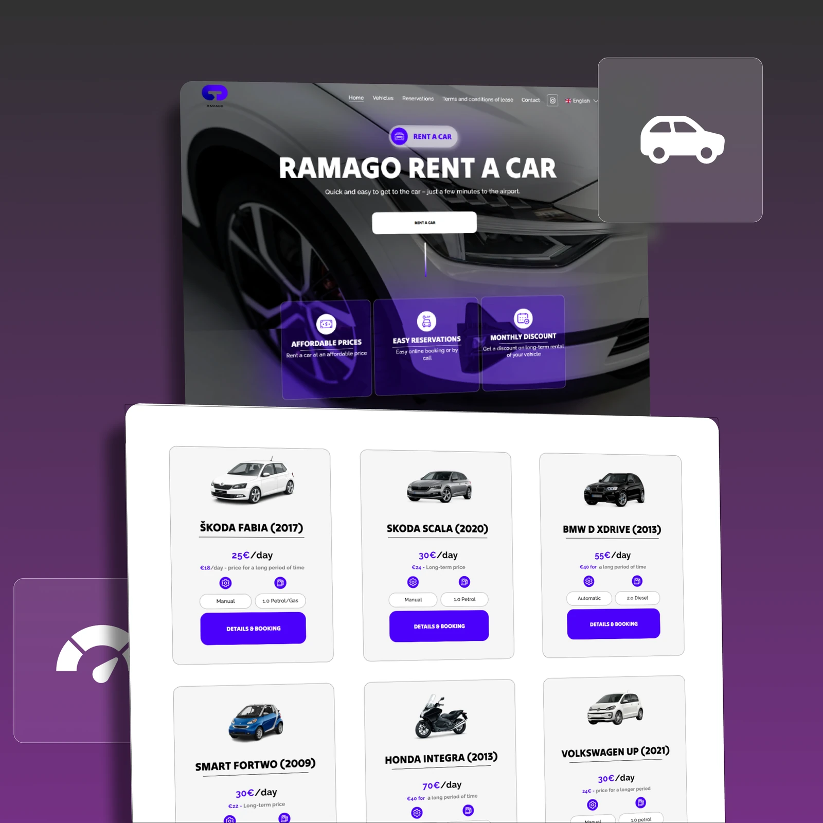 Website we built for Ramago, car rental